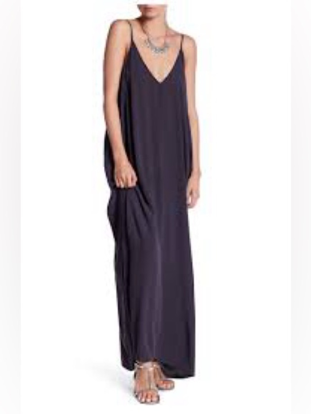 Lovestitch Navy Blue Gauze Maxi Dress Pockets Boho S/M